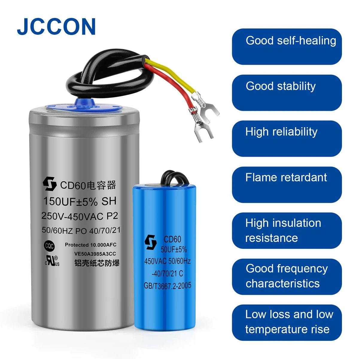 CD60 Motor Start and Run Capacitor 450V 50µF–400µF