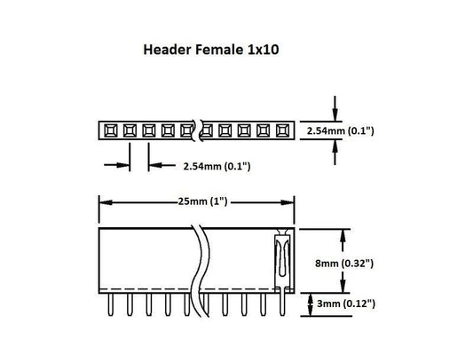 Header Female 1×10 (2-Pack)