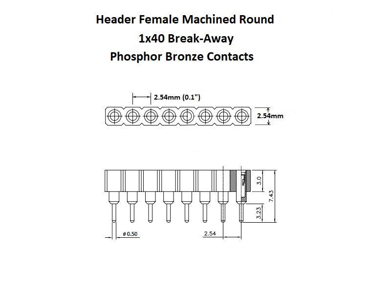 Header Machined Round Female 1×40 Break-Away