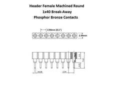 Header Machined Round Female 1×40 Break-Away