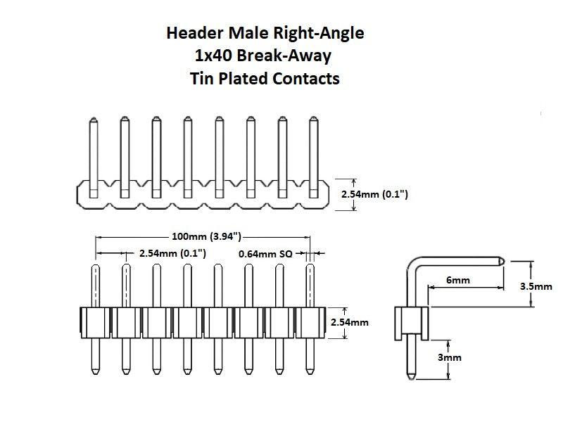 Header Male 1×40 Right-Angle Break-Away (5-Pack)