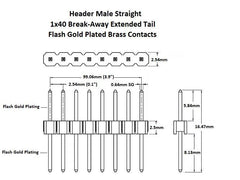 Header Male 1×40 Break-away Extended Tail Gold