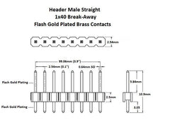 Header Male 1×40 Break-away Gold