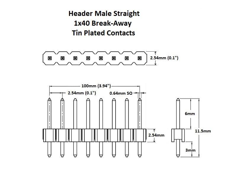 Header Male 1×40 Break-away White (5-Pack)