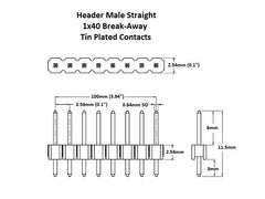 Header Male 1×40 Break-away Blue (5-Pack)