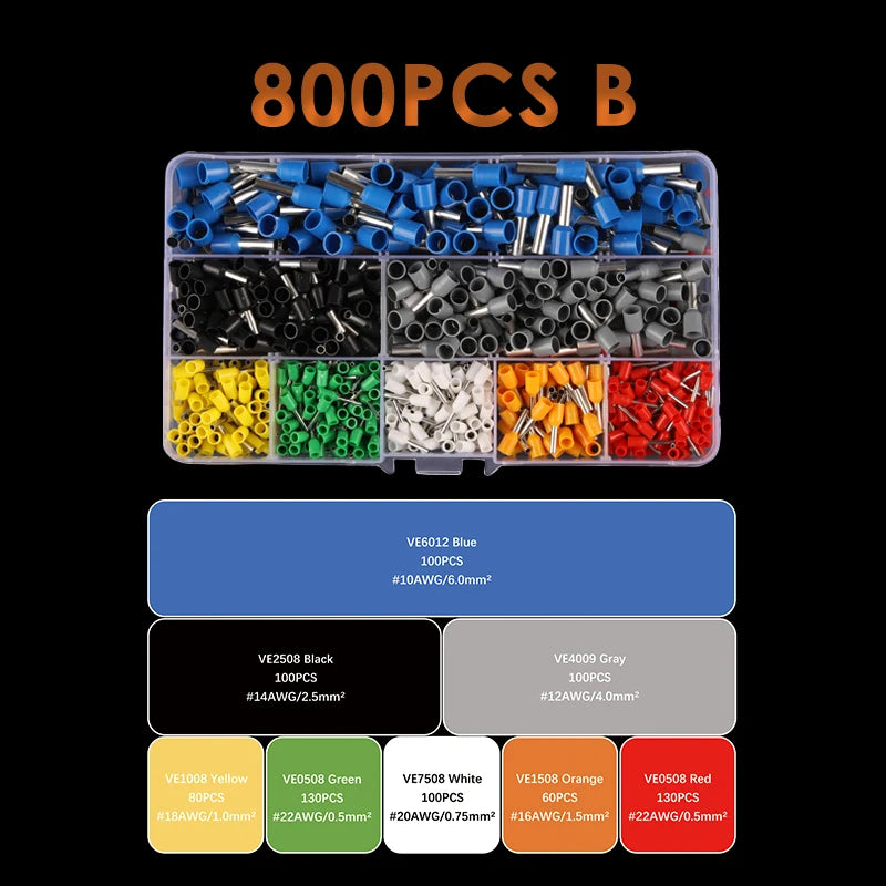 VE Series Cable Wire Connector Electrical Tube Terminal Insulated Terminal Block Cord End Crimping Sleeve