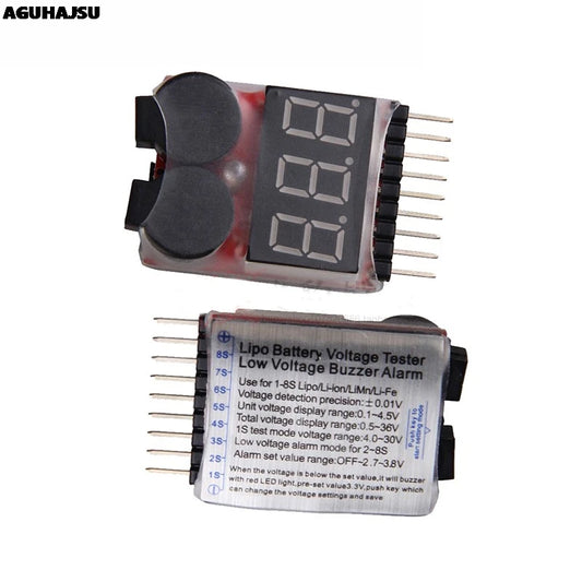 1-8S LiPo Battery Voltage Tester LED Low Voltage Buzzer Alarm Indicator Checker