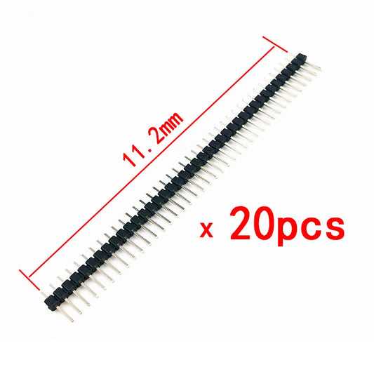 2.54mm 40-Pin Single Row Male Pin Header — Breakable, Gold-Plated, 3A/250V (10-Pack)