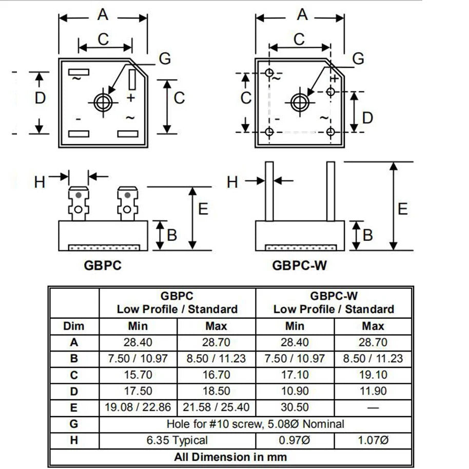 Bridge Rectifier Diode 50A 1000V for Air Conditioner and Welding Machine