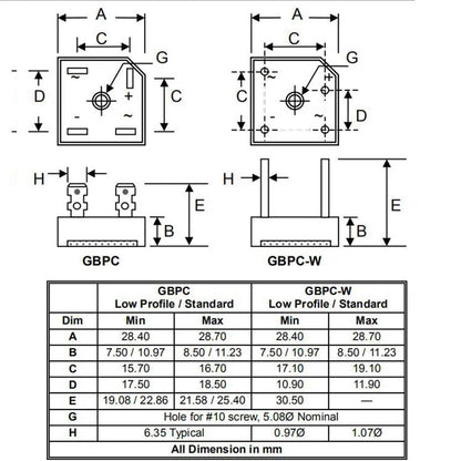 Bridge Rectifier Diode 50A 1000V for Air Conditioner and Welding Machine