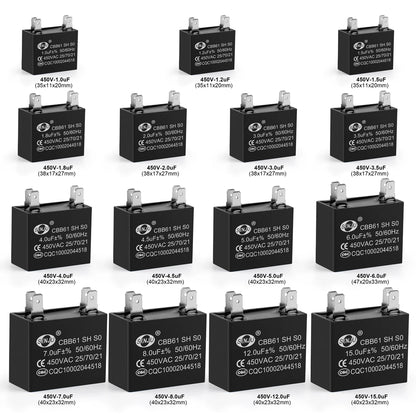 CBB61 Air Conditioner Fan Motor Run and Start Capacitor 450V 1µF–4.5µF