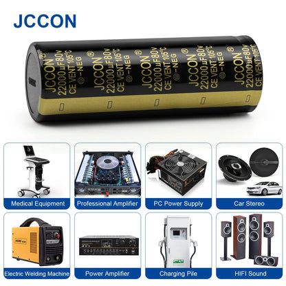 Audio Electrolytic Capacitor 80V 3300UF-10000UF High Frequency Low ESR for HiFi Amplifier Speaker