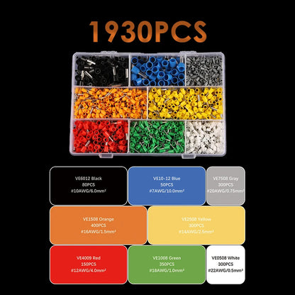 VE Series Cable Wire Connector Electrical Tube Terminal Insulated Terminal Block Cord End Crimping Sleeve