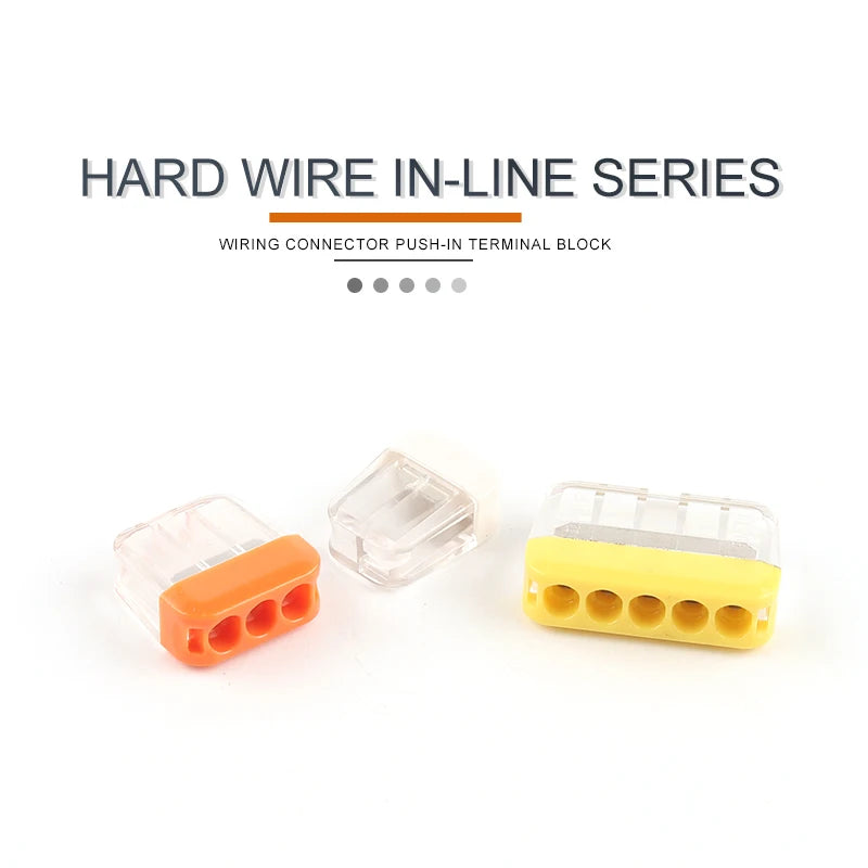 2/3/5 Pin Fast Easy Wire Splicing Connector Terminal Block Compact Push-in Conductor Wiring Connector AWG 20-14