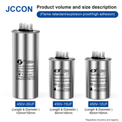 CBB65 Motor Capacitor 450V AC 5µF–50µF for Air Conditioner Compressor