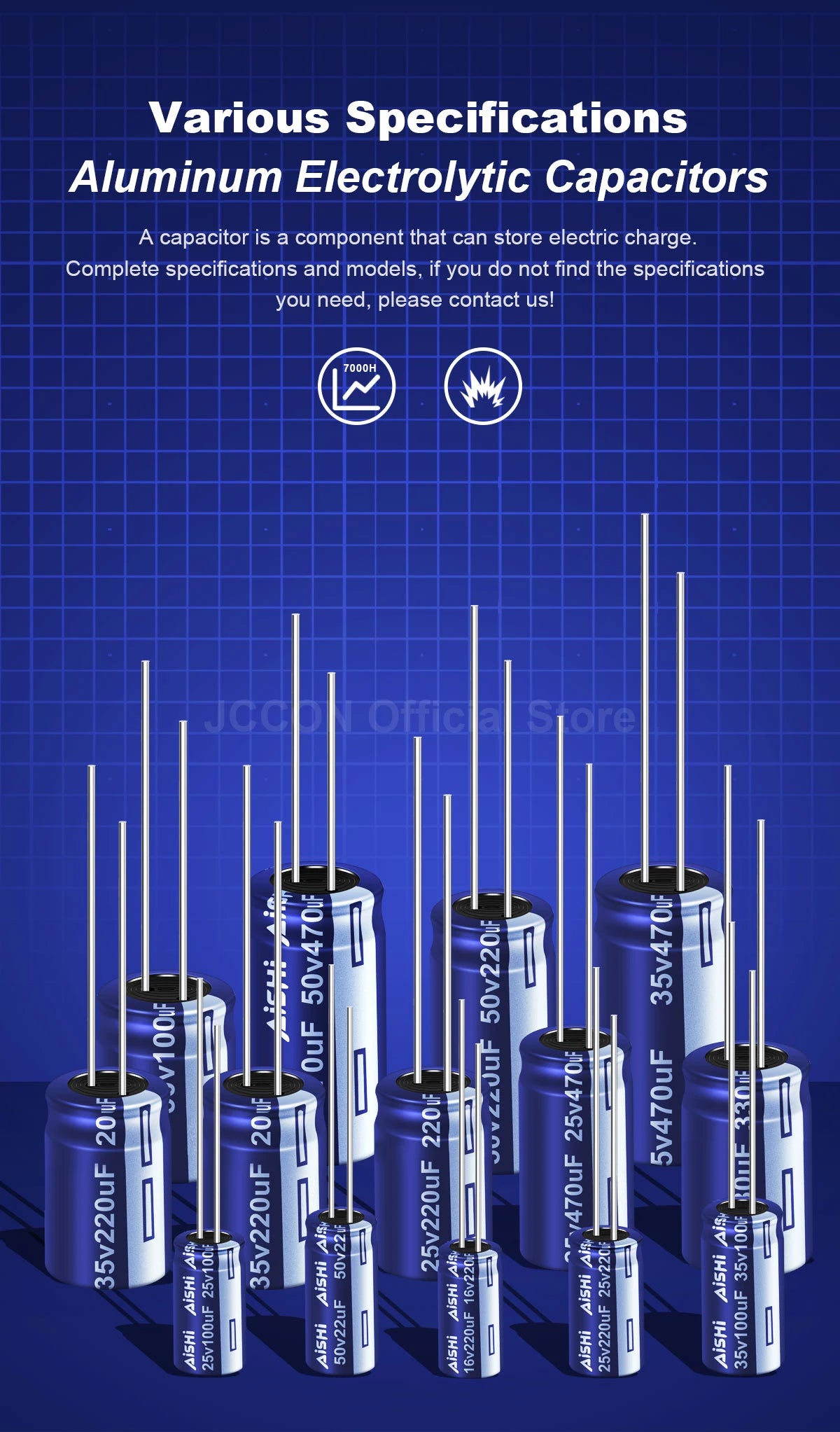 Aluminum Electrolytic Capacitor High Frequency Low ESR 16V–50V Long Service Life 7000 Hours