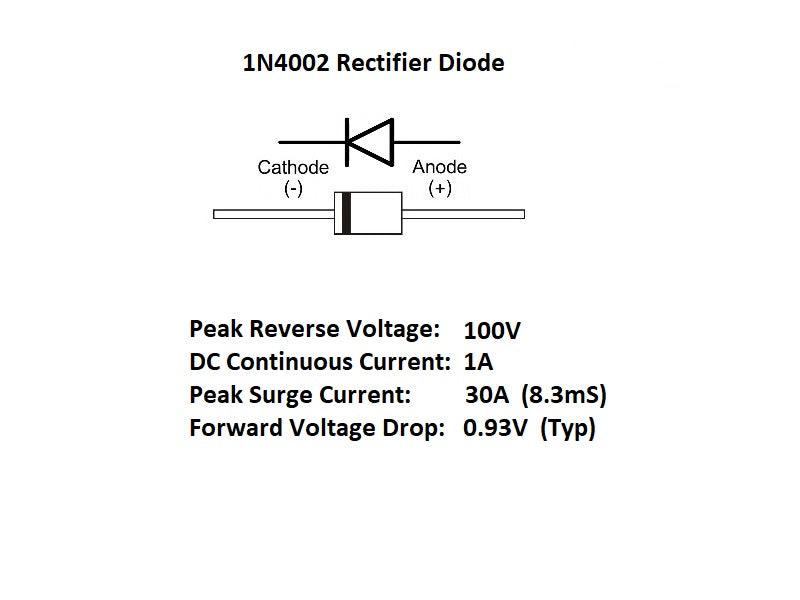 1N4002 Rectifier Diode 100V 1A (10-Pack)