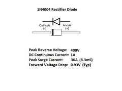 1N4004 Rectifier Diode 400V 1A (10-Pack)