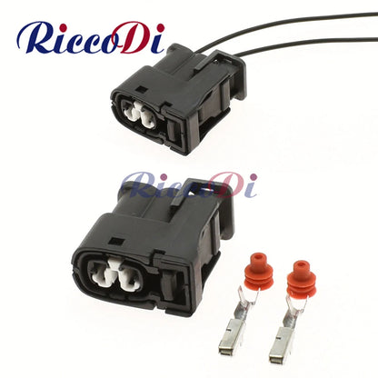 2 pin automotive injector connector plug for engine fuel system wiring in Toyota, Lexus, Hyundai, and Mazda