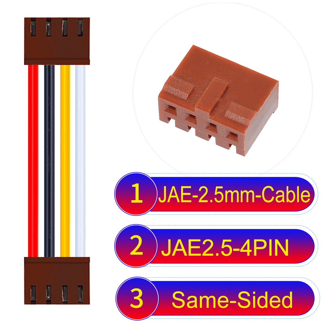 JAE 2.5mm 4Pin  Same-Side-Head 22AWG UL1007 PVC Cable for reliable electrical connections.