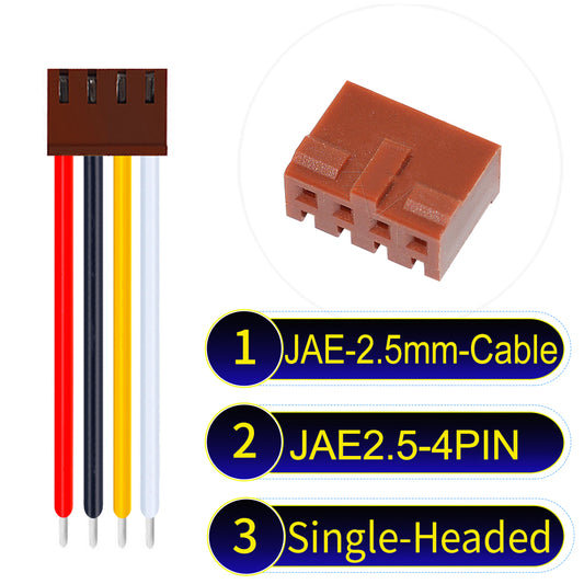 JAE 2.5mm 4Pin Single-Headed 22AWG UL1007 PVC Cable for reliable electrical connections.