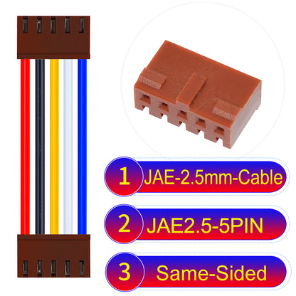 JAE 2.5mm 5Pin  Same-Side-Head 22AWG UL1007 PVC Cable for reliable electrical connections.