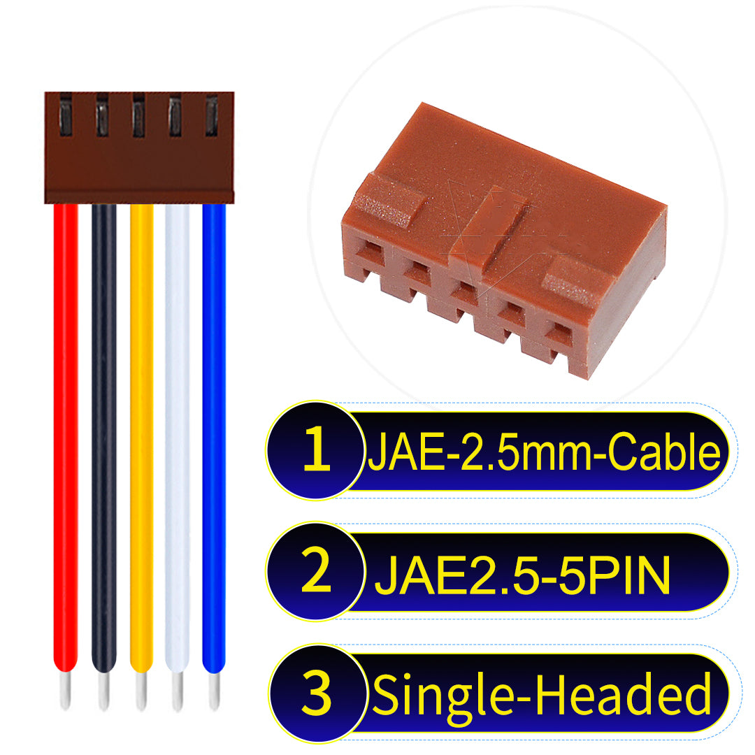 JAE 2.5mm 5Pin Single-Headed 22AWG UL1007 PVC Cable for reliable electrical connections.