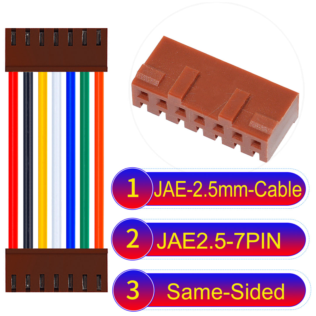 JAE 2.5mm 7Pin  Same-Side-Head 22AWG UL1007 PVC Cable for reliable electrical connections.