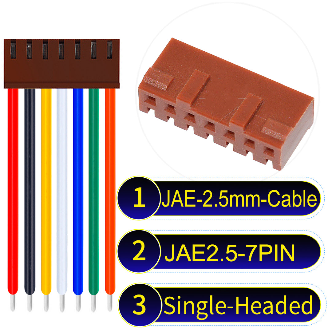 JAE 2.5mm 7Pin Single-Headed 22AWG UL1007 PVC Cable for reliable electrical connections.