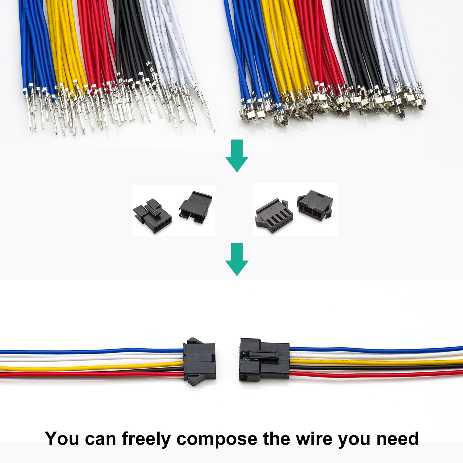 JST-SM 2.54mm male to female extension wire with 22AWG pre-crimped terminals