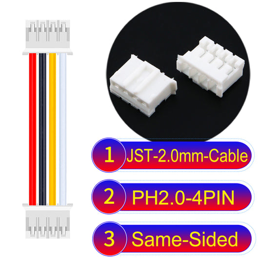 High-quality JST PH2.0 4Pin Same-Side-Head cable, made with UL1007-certified PVC, compatible with various devices.