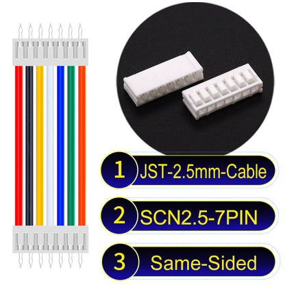 JST SCN2.5 7Pin Same-Side-Head cable, UL1007-certified, 2.5mm pitch, offering reliable signal transmission for electronic and industrial applications.