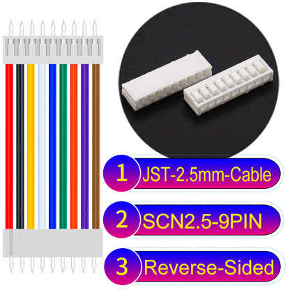 JST SCN2.5 9Pin Reverse-Side-Head cable, UL1007-certified, 2.5mm pitch, offering reliable signal transmission for electronic and industrial applications.
