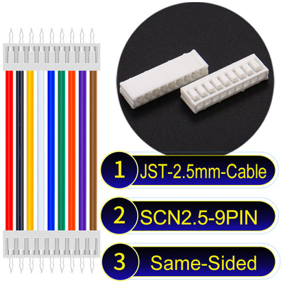 JST SCN2.5 9Pin Same-Side-Head cable, UL1007-certified, 2.5mm pitch, offering reliable signal transmission for electronic and industrial applications.