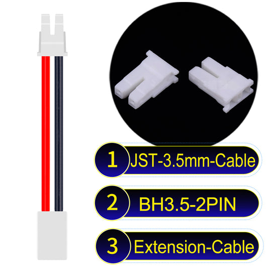 JST BH3.5 2-Pin Male Female Extension Cable 3.5mm PVC Cable