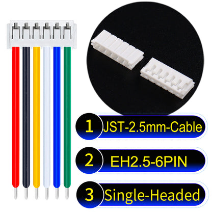 The JST 2.5mm Cable EH2.5 6-Pin Single-Headed UL1007 PVC Cable offers durability and reliability for electrical connections.