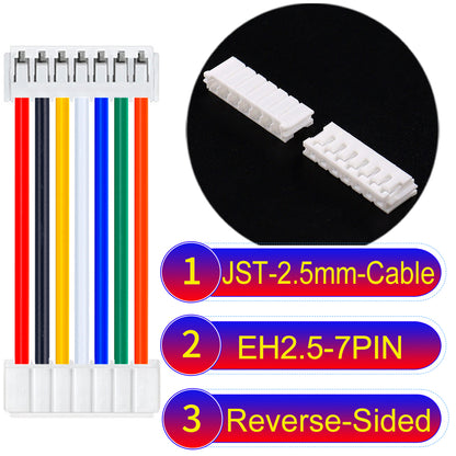 The JST 2.5mm Cable EH2.5 7Pin Reverse-Side-Head UL1007 PVC Cable offers durability and reliability for electrical connections.
