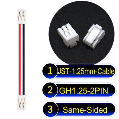 JST GH1.25mm 2Pin Same-Side-Head 28AWG UL1571 PVC Cable for reliable electrical connections.