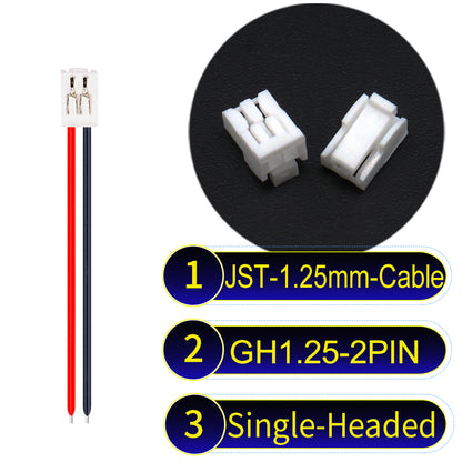 JST GH1.25mm 2Pin Single-Headed 28AWG UL1571 PVC Cable for reliable electrical connections.