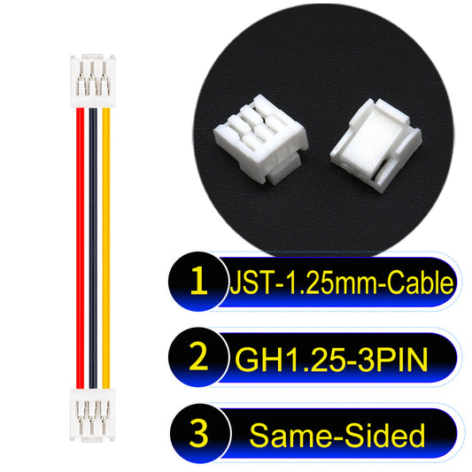 JST GH1.25mm 3Pin Same-Side-Head 28AWG UL1571 PVC Cable for reliable electrical connections.