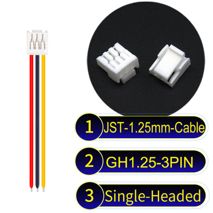JST GH1.25mm 3Pin Single-Headed 28AWG UL1571 PVC Cable for reliable electrical connections.