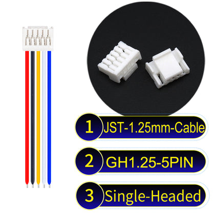 JST GH1.25mm 5Pin Single-Headed 28AWG UL1571 PVC Cable for reliable electrical connections.