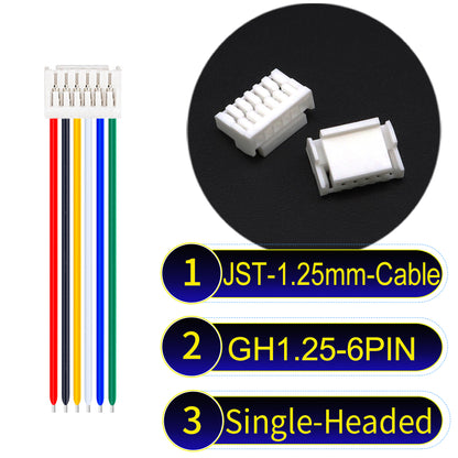 JST GH1.25mm 6Pin Single-Headed 28AWG UL1571 PVC Cable for reliable electrical connections.