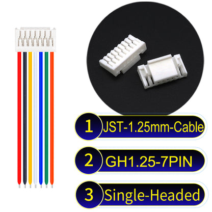 JST GH1.25mm 7Pin Single-Headed 28AWG UL1571 PVC Cable for reliable electrical connections.