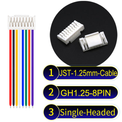 JST GH1.25mm 8Pin Single-Headed 28AWG UL1571 PVC Cable for reliable electrical connections.