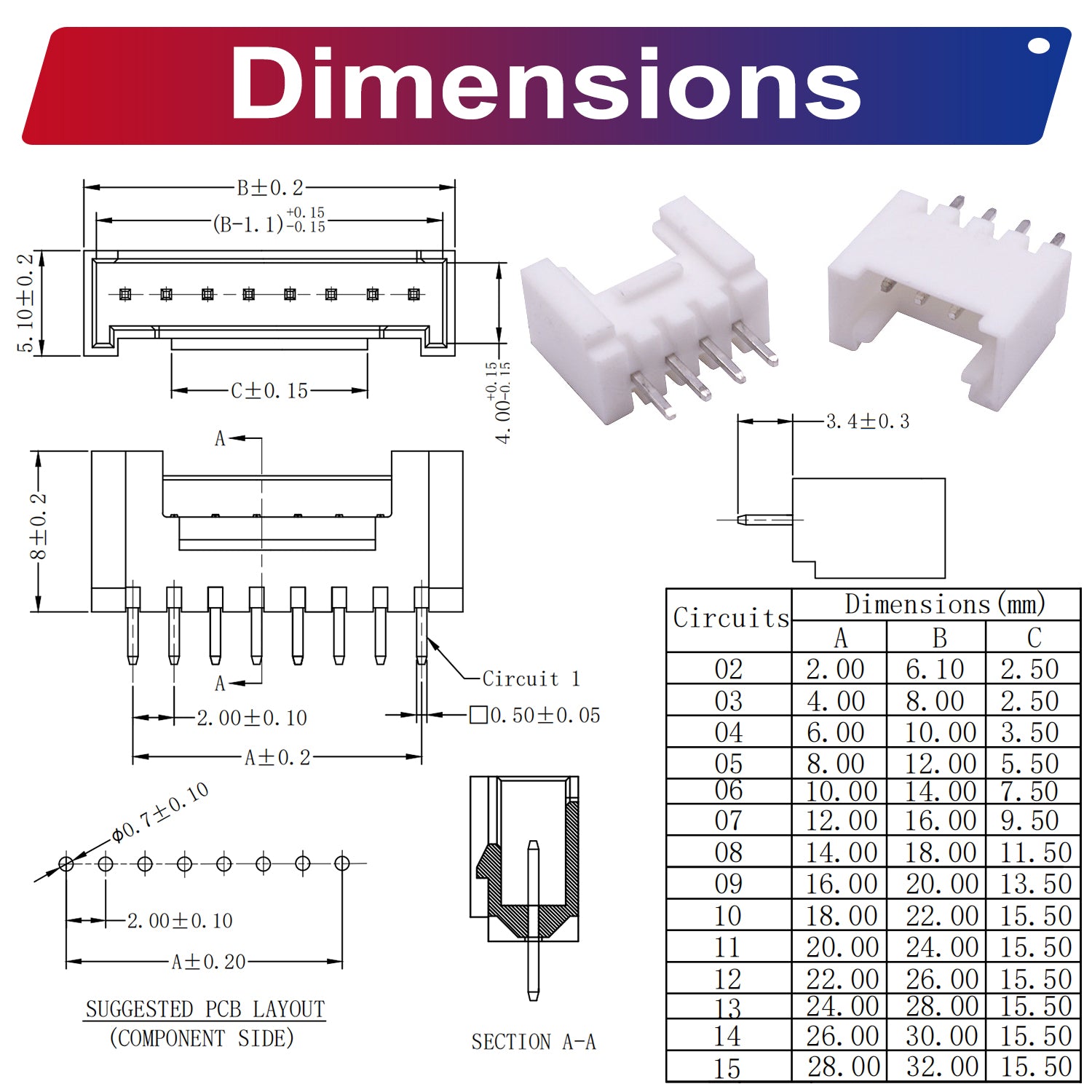 Demonstration of JST HY2.0 connectors used in a PCB or electronic project