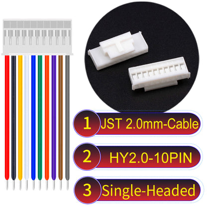 JST HY2.0mm 10Pin Single-Headed 22AWG UL1007 PVC Cable for reliable electrical connections.