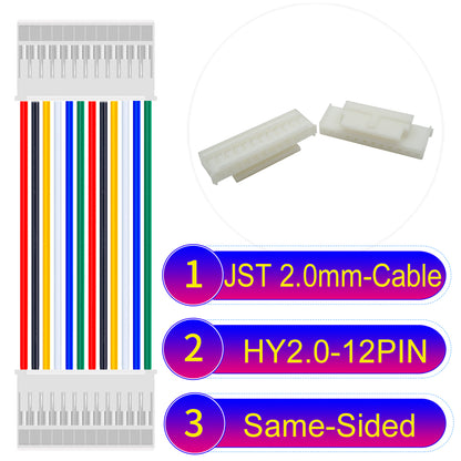 JST HY2.0mm 12Pin Same-Side-Head 22AWG UL1007 PVC Cable for reliable electrical connections.