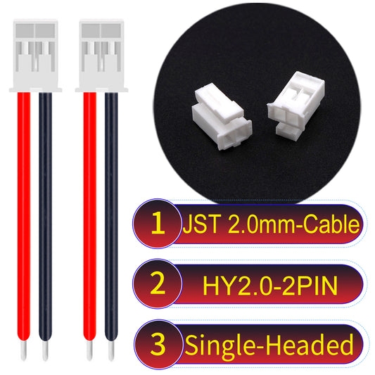 JST HY2.0mm 2Pin Single-Headed 22AWG UL1007 PVC Cable for reliable electrical connections.