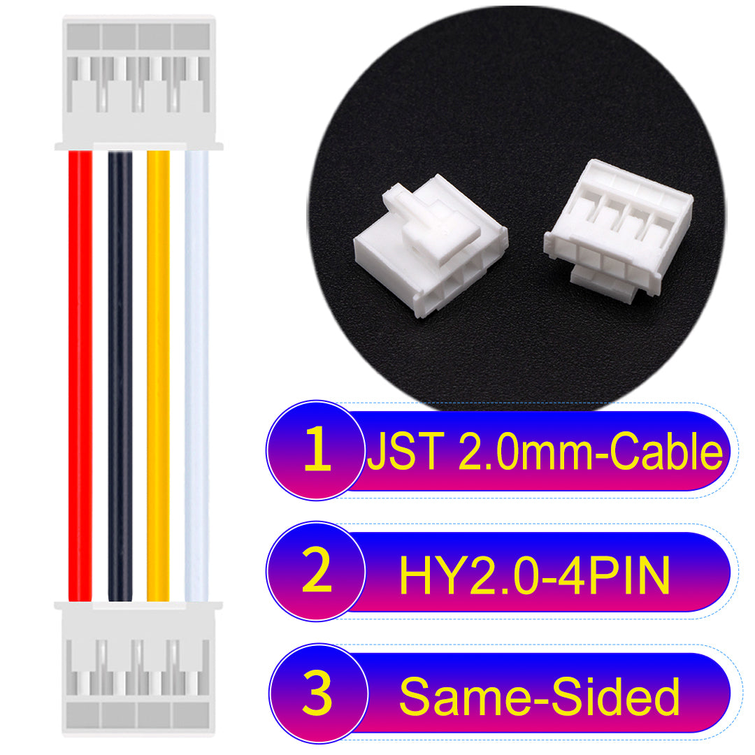 JST HY2.0mm 4Pin Same-Side-Head 22AWG UL1007 PVC Cable for reliable electrical connections.